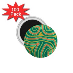 Green And Orange Lines 1 75  Magnets (100 Pack)  by Valentinaart