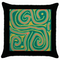 Green And Orange Lines Throw Pillow Case (black) by Valentinaart