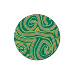 Green and orange lines Rubber Round Coaster (4 pack)  Front