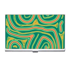 Green And Orange Lines Business Card Holders by Valentinaart