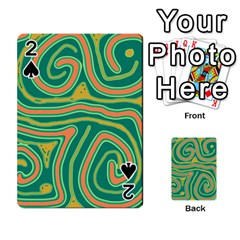 Green And Orange Lines Playing Cards 54 Designs  by Valentinaart