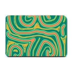 Green And Orange Lines Small Doormat  by Valentinaart