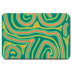 Green And Orange Lines Large Doormat  by Valentinaart