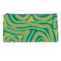 Green And Orange Lines Pencil Cases by Valentinaart