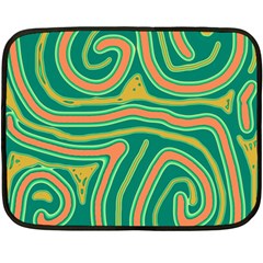 Green And Orange Lines Double Sided Fleece Blanket (mini)  by Valentinaart