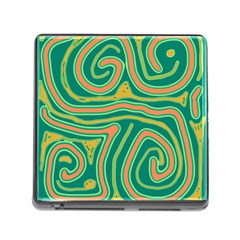 Green And Orange Lines Memory Card Reader (square) by Valentinaart