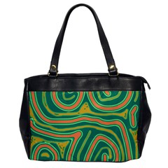 Green And Orange Lines Office Handbags by Valentinaart