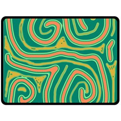 Green And Orange Lines Fleece Blanket (large)  by Valentinaart