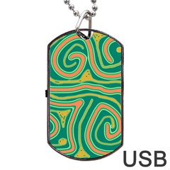 Green And Orange Lines Dog Tag Usb Flash (two Sides)  by Valentinaart