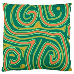 Green And Orange Lines Large Cushion Case (one Side) by Valentinaart