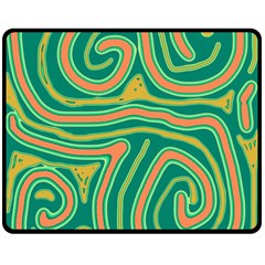 Green And Orange Lines Double Sided Fleece Blanket (medium)  by Valentinaart