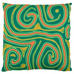 Green And Orange Lines Large Flano Cushion Case (one Side) by Valentinaart