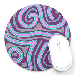 Purple Lines Round Mousepads by Valentinaart