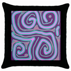 Purple Lines Throw Pillow Case (black) by Valentinaart