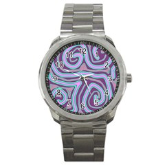 Purple Lines Sport Metal Watch by Valentinaart