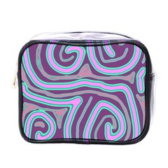 Purple Lines Mini Toiletries Bags by Valentinaart