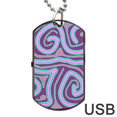 Purple Lines Dog Tag Usb Flash (two Sides)  by Valentinaart