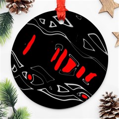 Black And Red Artistic Abstraction Ornament (round)  by Valentinaart