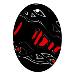 Black And Red Artistic Abstraction Ornament (oval)  by Valentinaart