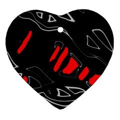 Black And Red Artistic Abstraction Ornament (heart)  by Valentinaart