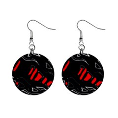 Black And Red Artistic Abstraction Mini Button Earrings by Valentinaart