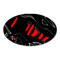 Black And Red Artistic Abstraction Oval Magnet by Valentinaart