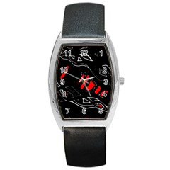 Black And Red Artistic Abstraction Barrel Style Metal Watch by Valentinaart