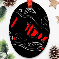 Black And Red Artistic Abstraction Oval Ornament (two Sides) by Valentinaart