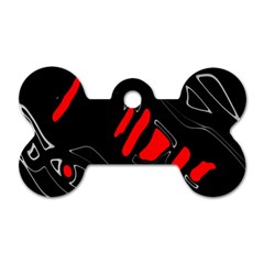 Black And Red Artistic Abstraction Dog Tag Bone (one Side) by Valentinaart