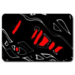 Black And Red Artistic Abstraction Large Doormat  by Valentinaart