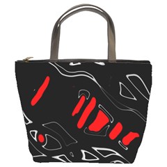 Black And Red Artistic Abstraction Bucket Bags by Valentinaart