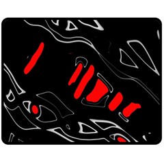 Black And Red Artistic Abstraction Fleece Blanket (medium)  by Valentinaart