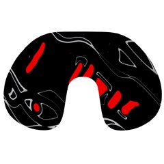 Black And Red Artistic Abstraction Travel Neck Pillows by Valentinaart