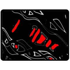 Black And Red Artistic Abstraction Double Sided Fleece Blanket (large)  by Valentinaart