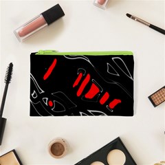 Black And Red Artistic Abstraction Cosmetic Bag (xs) by Valentinaart