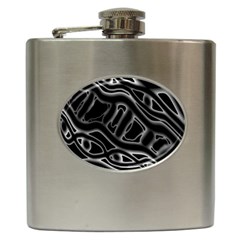 Black And White Decorative Design Hip Flask (6 Oz) by Valentinaart