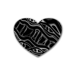 Black And White Decorative Design Rubber Coaster (heart)  by Valentinaart