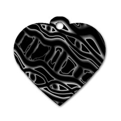 Black And White Decorative Design Dog Tag Heart (two Sides) by Valentinaart