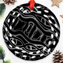 Black And White Decorative Design Round Filigree Ornament (2side) by Valentinaart