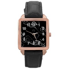 Black And White Rose Gold Leather Watch  by Valentinaart