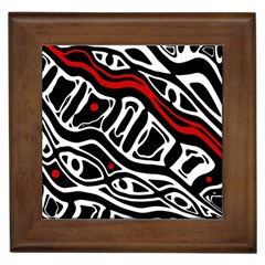 Red, Black And White Abstract Art Framed Tiles by Valentinaart