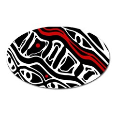 Red, Black And White Abstract Art Oval Magnet by Valentinaart