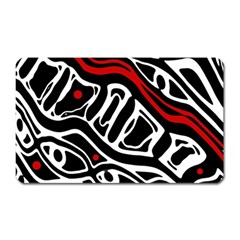 Red, Black And White Abstract Art Magnet (rectangular) by Valentinaart