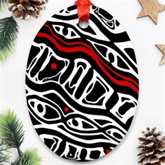 Red, Black And White Abstract Art Oval Ornament (two Sides) by Valentinaart