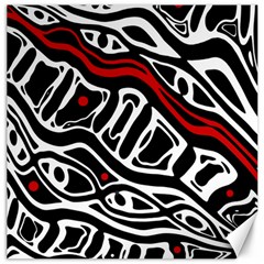 Red, Black And White Abstract Art Canvas 12  X 12   by Valentinaart