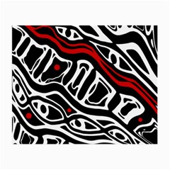 Red, Black And White Abstract Art Small Glasses Cloth (2-side) by Valentinaart