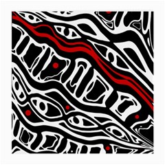 Red, Black And White Abstract Art Medium Glasses Cloth (2-side) by Valentinaart