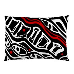 Red, Black And White Abstract Art Pillow Case by Valentinaart