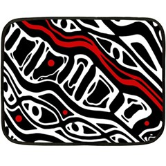 Red, Black And White Abstract Art Fleece Blanket (mini) by Valentinaart