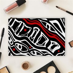 Red, Black And White Abstract Art Cosmetic Bag (large)  by Valentinaart